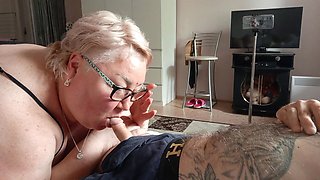 My Wife Went to Work and My Mother-in-law Gives Me a Deep Blowjob