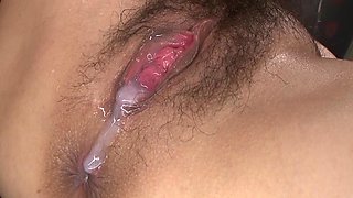 Two Japanese Babes Get Bushes Destroyed by Two Guys While Another Men Cum in Their Mouths