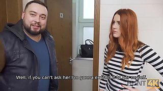 HUNT4K. For Cash Cuck, the hunter allows redhead GF to fuck in the toilet