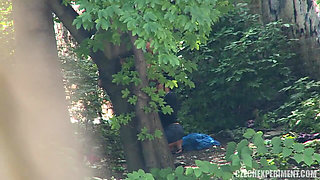 Czech experiment 12: guy cums on a horny adult student in the street