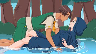 Hentai scene with loveskysan69real getting hot in the woods