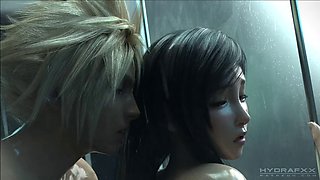 Final Fantasy - Tifa Lockhart has a romantic shower fuck fucking Tifas perfect tits, sex compilation Hydrafxx