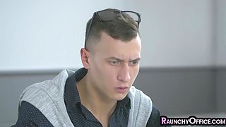 Busty secretary licked and fucked by boss in office