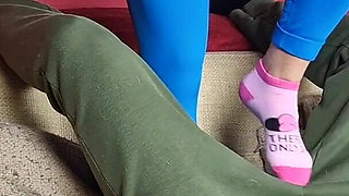 Ballbusting and Cock Trampling in Cute Socks and Leggings, Femdom Jozi Trample