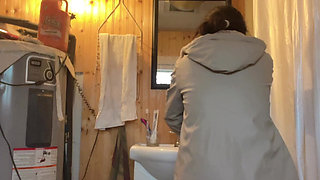 Cooking Food at Kitchen Then Pussy Cant Wait Go to Piss