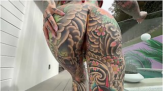 Tattooed Babe Gets Fucked By The Pool - Mick Blue And Tiger Lilly