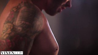Vixen featuring Quinton James and Kayley Gunner's creampie smut