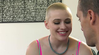 Busty brunette Riley Nixon seduces her short-haired girlfriend