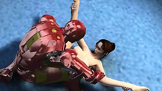 Sexy 3D cartoon brunette babe fucked by Iron Man