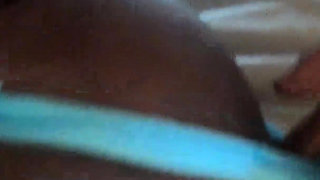 Ebony in Blue Panties Taking White Cock and Hot Cream