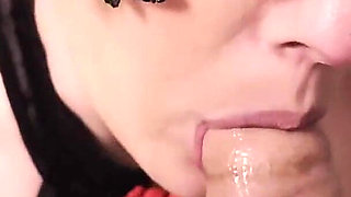 Black Dress Best Blowjob with Cum Swallow Cum in Mouth