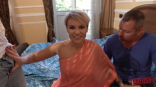 Russian MILF gets double-stuffed & analized in wild threesome