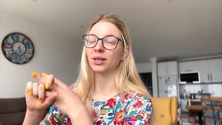 Platinum-blonde, dominant woman, podcast