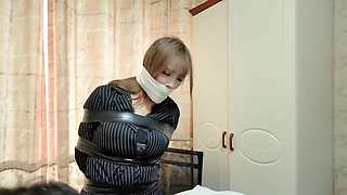 Office Beauty. Tape-bound Spanking Punishment