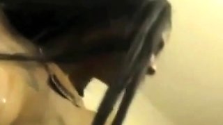 Ebony beauty in anal dildo ride and deep-throat solo session