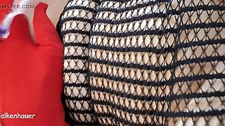 Sandra Falkenhauer Moans Loud in Stockings & High Heels - Hairy Pussy Solo with Vibrator Orgasm