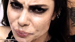 Group sex hardcore double blowjob swallowing cum