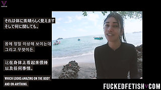 Free Diving Fins Under Open Sea Sexy Latina Goddess
