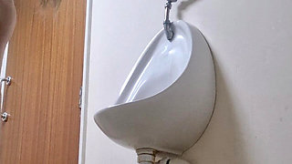 Girl with Nice Ass Strips and Pisses Mens Bathroom Risky Pee