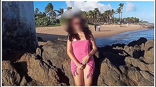 Flashing My Tits And Pussy On The Beach And Past Strangers Cock