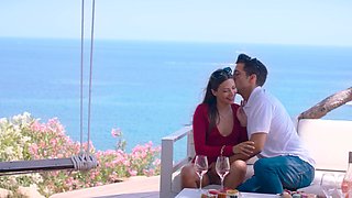 Talia's tiny titties in a skimpy bikini get Alberto hard as hell