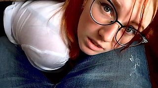 SweetAndFlow Russian Teen Classmate Gives Under Desk Blowjob POV Facial
