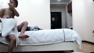 Brunette Teen playing with her big boobs and dildoing