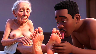 Elderly Granny Getting Feet Oiled & Licked - Sole Licking Pleasure