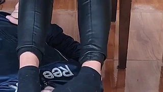 Foot Slave Cleans High Heels Boots