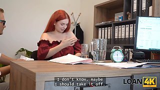 Loan4k. hot big-titted red haired Miss Olivia got so wild and hopped on a cock right in the office