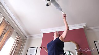 Layla Bird Gives Big Upskirt Views While Cleaning, Then Masturbates to Unwind
