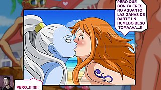 Dragon Ball Z hentai fun at Kame palace with Goku and Roshi having a wild time with Vados, Nami, and Nico Robin