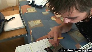 Very old granny takes 2 cocks from both sides