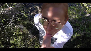 Naughty Outdoor Facial Fun