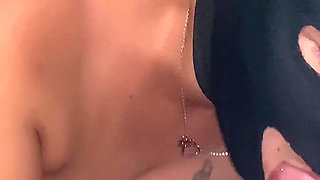 In Pantyhose Rubbing Ass on Cock and Blowjob