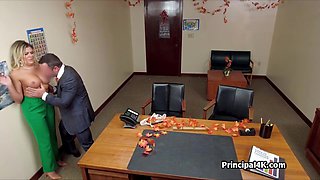 Principal fucks big-titted Hispanic wife again after a year