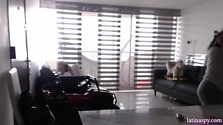 Big Busty Latina MILF Cleaner Jerks Off Huge Natural Tits - Homemade Part 3