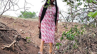 Bhabhi out house to the nearby forest on the pretext of using the bathroom, she called her brother-in-law and fucked her ass.