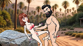 Aunty with pink boobs in the desert fucked with big cock