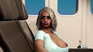 Overly busty 3D Arab stewardess offers extra service on board