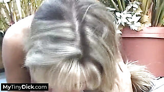 A stunning blonde MILF expert in small dick blowjobs