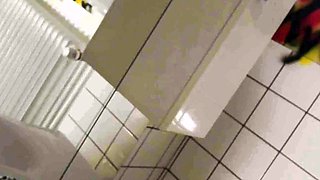 German skinny milf slut fucked in public toilet