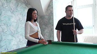 Her First Rough Anal On The Pool Table