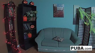 Busty Brunette Natasha Loves Showing Off Her Halloween Costume