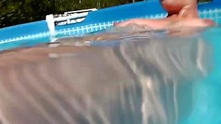 Skinny Dipping and Teasing in the Garden Pool - Amateur Teen