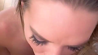Cute blonde Cali Carter POV extreme deepthroat and cum swallow