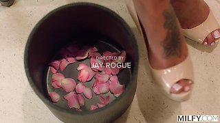 Blonde big boobied milf gets herself the right treatment with a big one