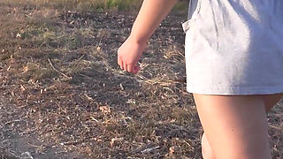 Walking Outdoors and Flashing Ass Under Skirt