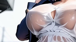 Noxa the Soaked Office Slut Harem Girl Rainy Rooftop Guardrail Doggy Cowgirl Facial 4k
