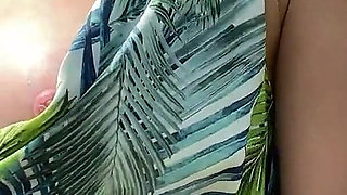 Wife Walking Around and Showing off Her Big Boobs.